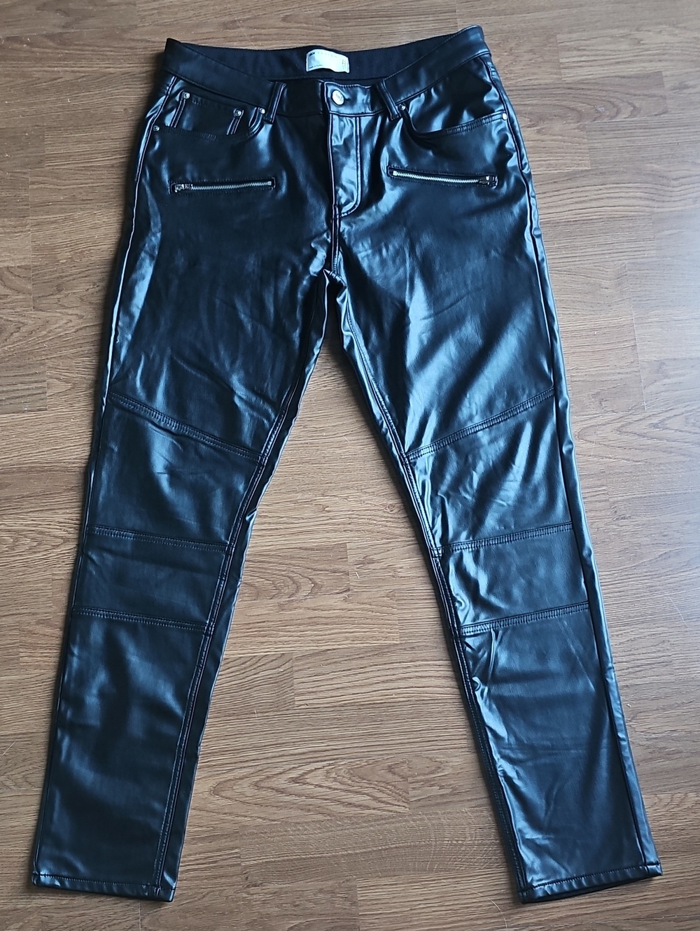 ASOS Design Black Faux Leather Modern Slim Rocker Pants Mens 34 WaistX 31 Inseam